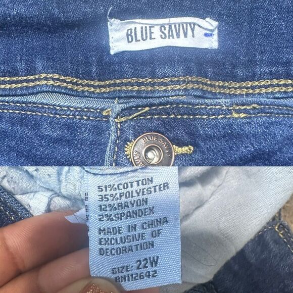 Blue Savy Cargo Jeans Women’s 22 Retro Blue Skinny Leg Denim - Picture 7 of 7